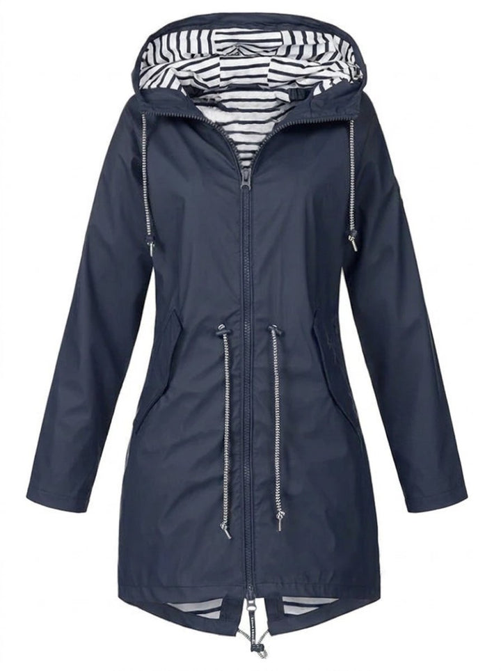 Katherine | Hooded Drawstring Raincoat