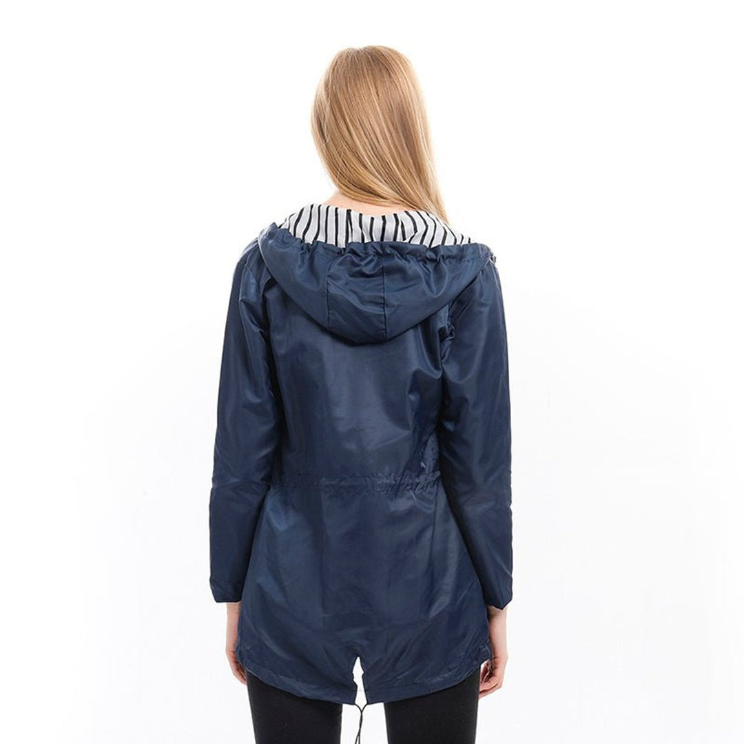 Cordelia | Hooded Drawstring Waterproof Raincoat
