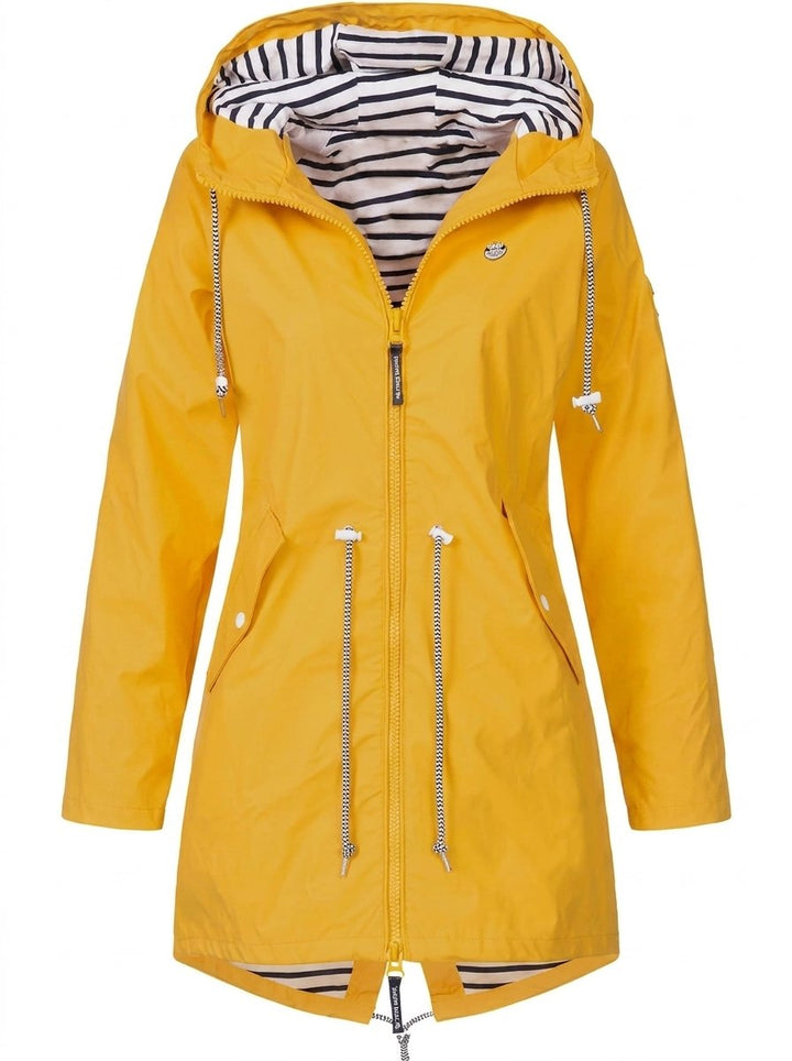 Katherine | Hooded Drawstring Raincoat