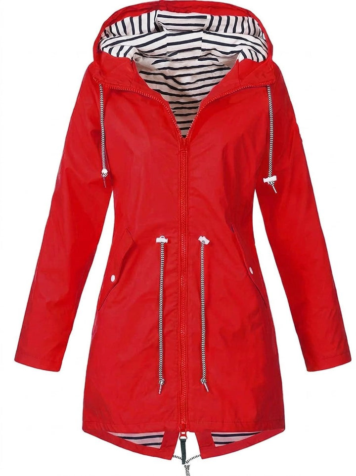 Katherine | Hooded Drawstring Raincoat