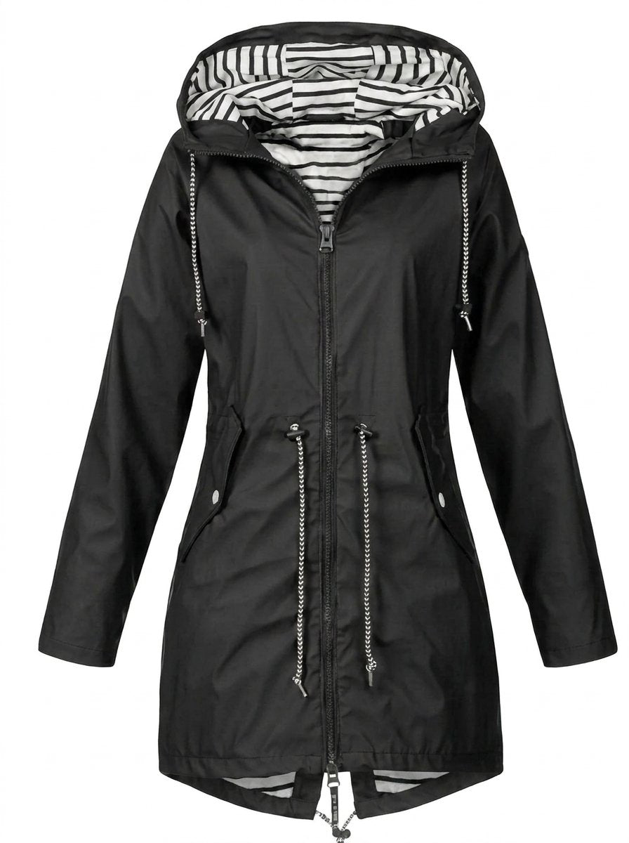 Cordelia | Hooded Drawstring Waterproof Raincoat