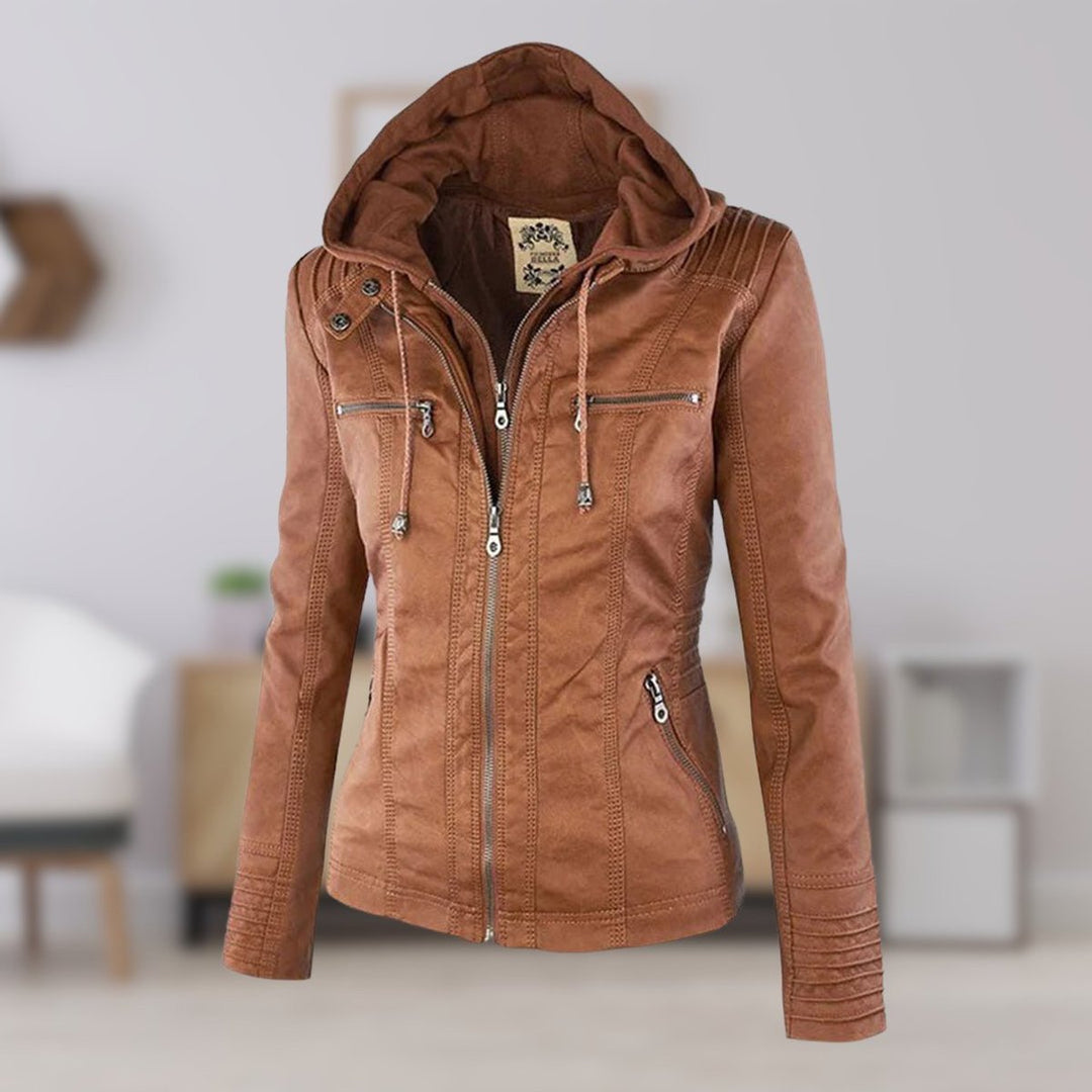 Harlow | Hooded Moto Jacket with Removable Hood