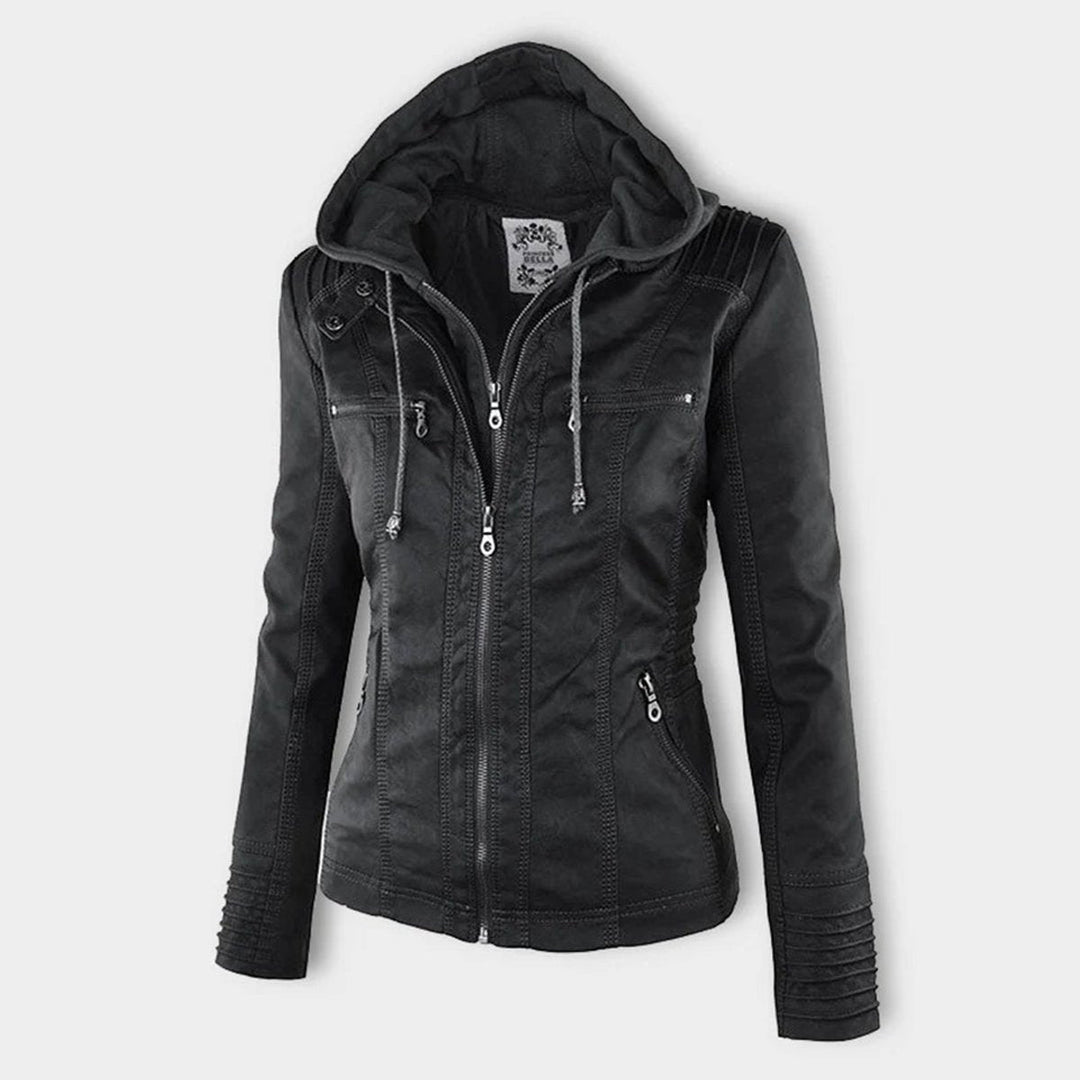 Harlow | Hooded Moto Jacket with Removable Hood
