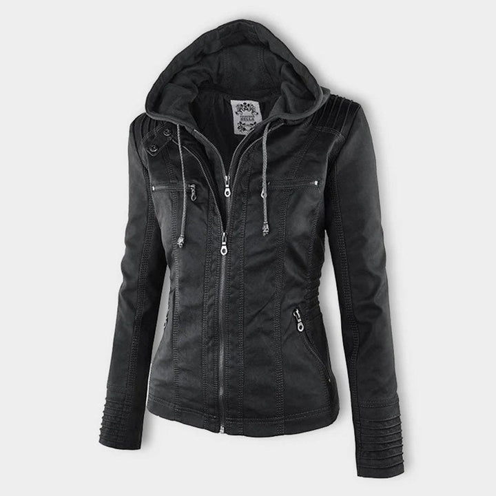 Harlow | Hooded Moto Jacket with Removable Hood