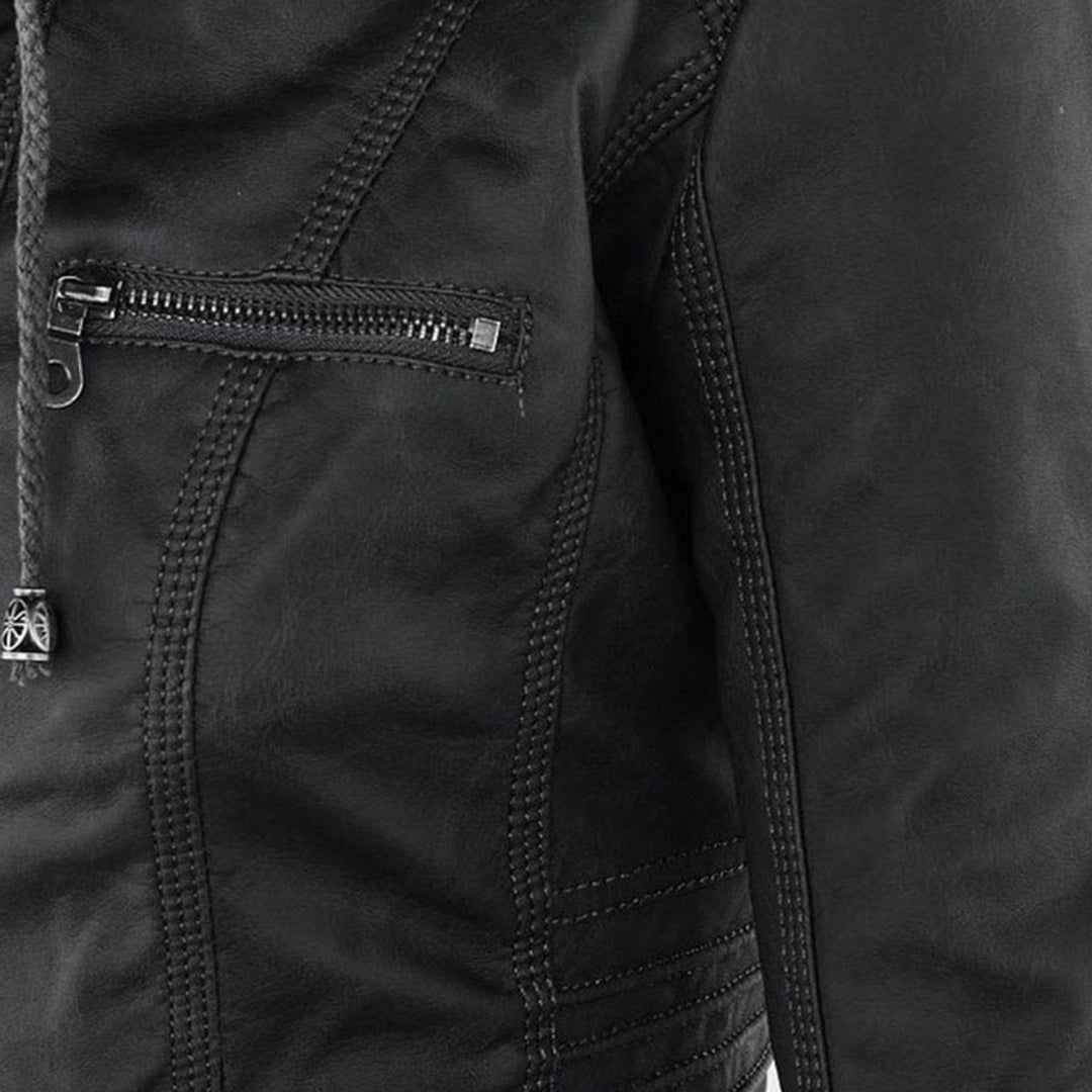 Harlow | Hooded Moto Jacket with Removable Hood