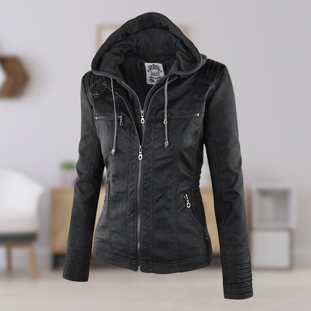 Harlow | Hooded Moto Jacket with Removable Hood