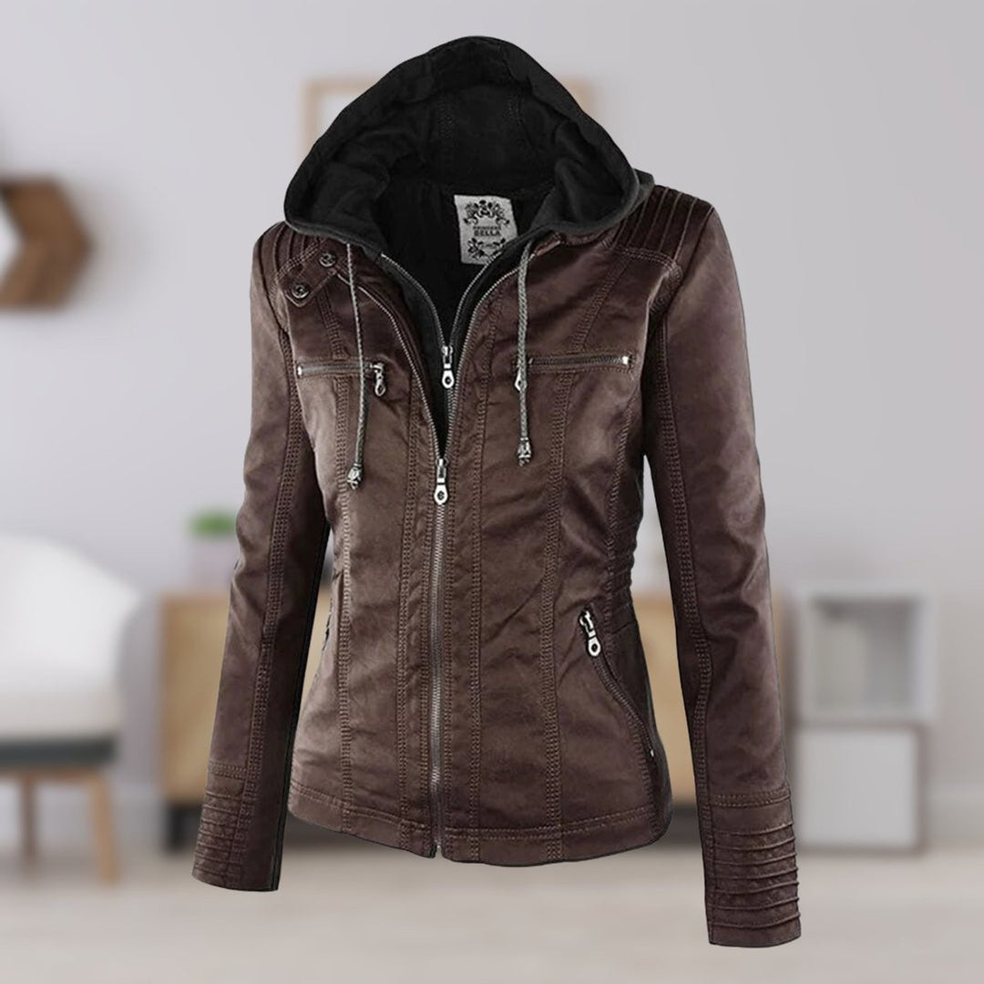 Harlow | Hooded Moto Jacket with Removable Hood