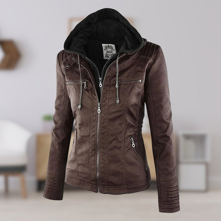 Harlow | Hooded Moto Jacket with Removable Hood