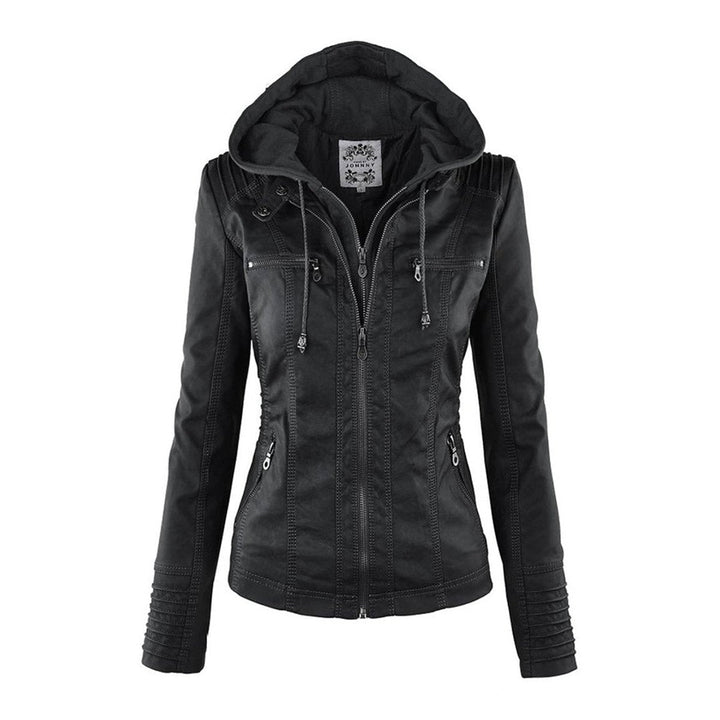 Harlow | Hooded Moto Jacket with Removable Hood