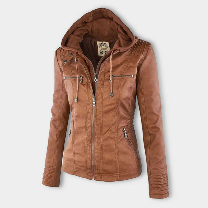Harlow | Hooded Moto Jacket with Removable Hood