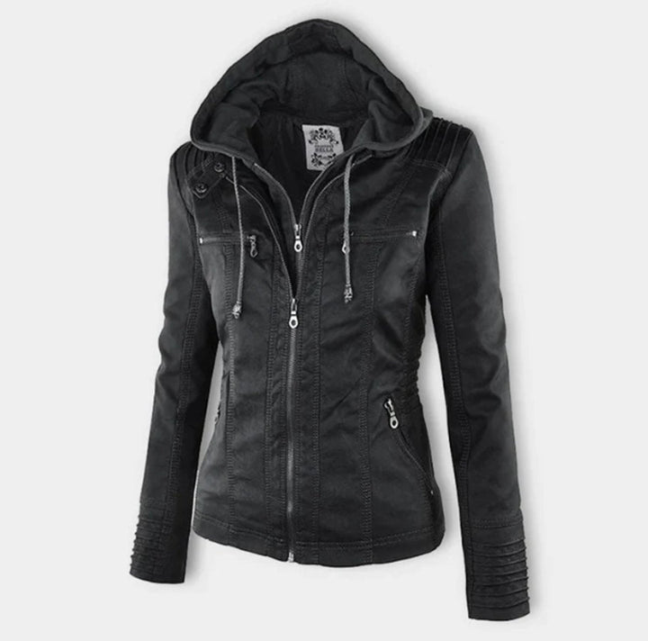 Diana | Hooded Zip-Up Moto Jacket