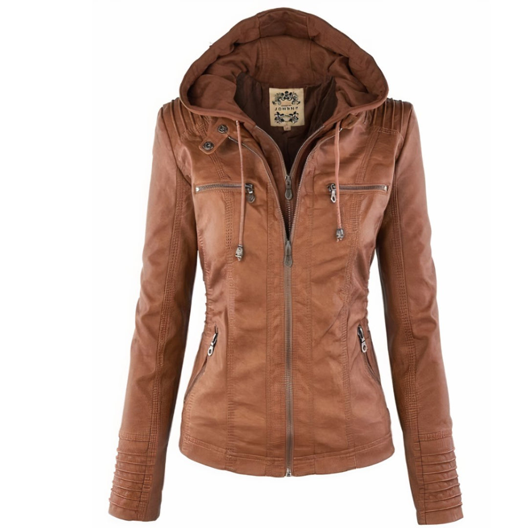 Agatha | Hooded Moto Jacket with Removable Hood