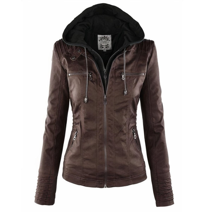 Agatha | Hooded Moto Jacket with Removable Hood