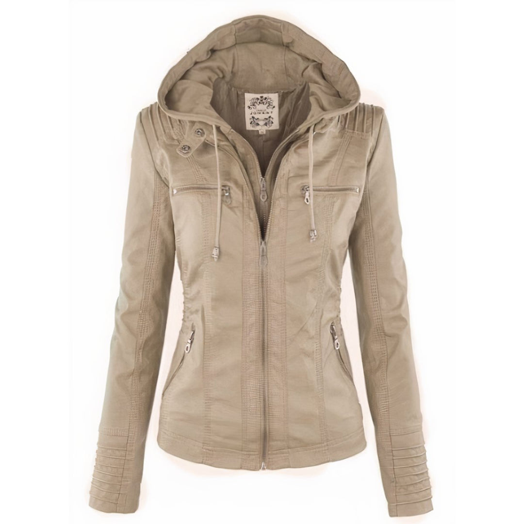 Ivy | Hooded Moto Jacket with Removable Hood