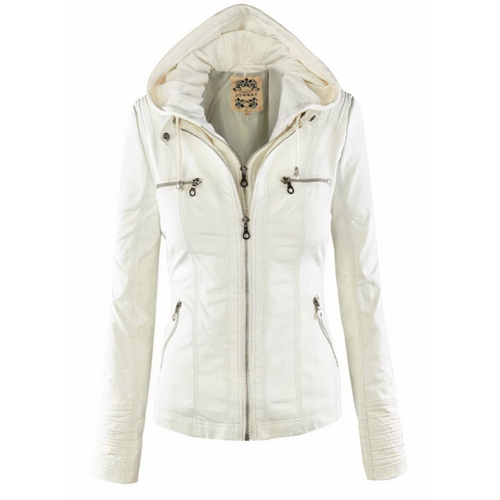 Agatha | Hooded Moto Jacket with Removable Hood