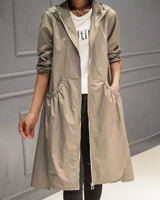 Sandra | Hooded Longline Zip-Up Coat