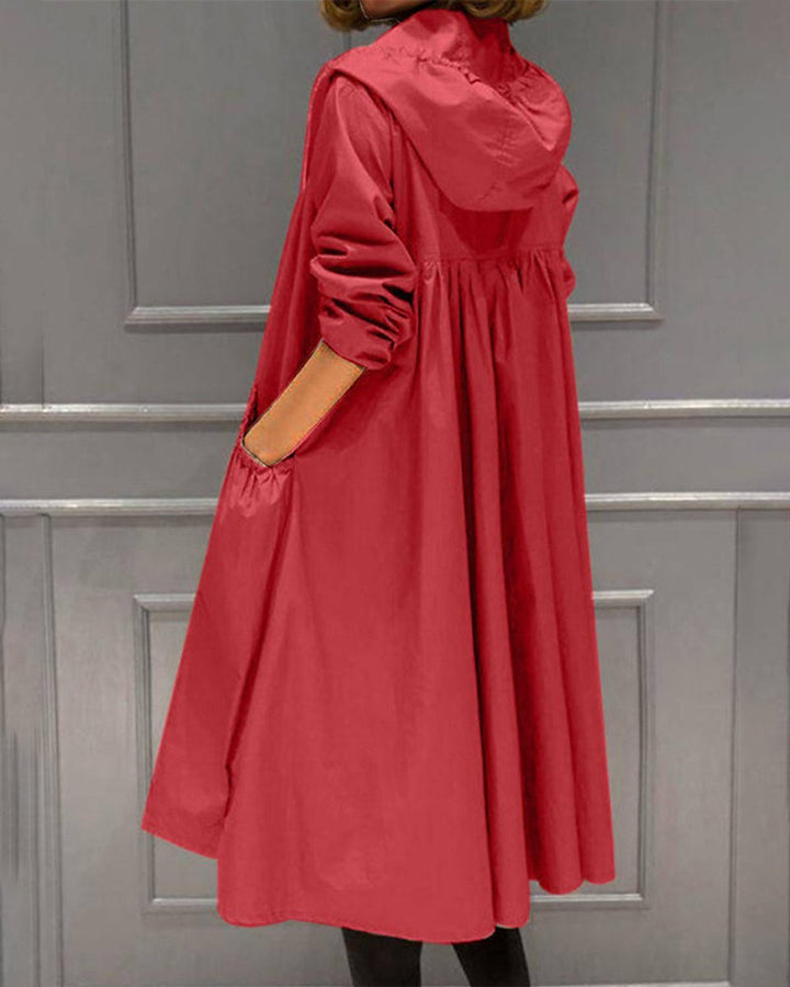 Sandra | Hooded Longline Zip-Up Coat