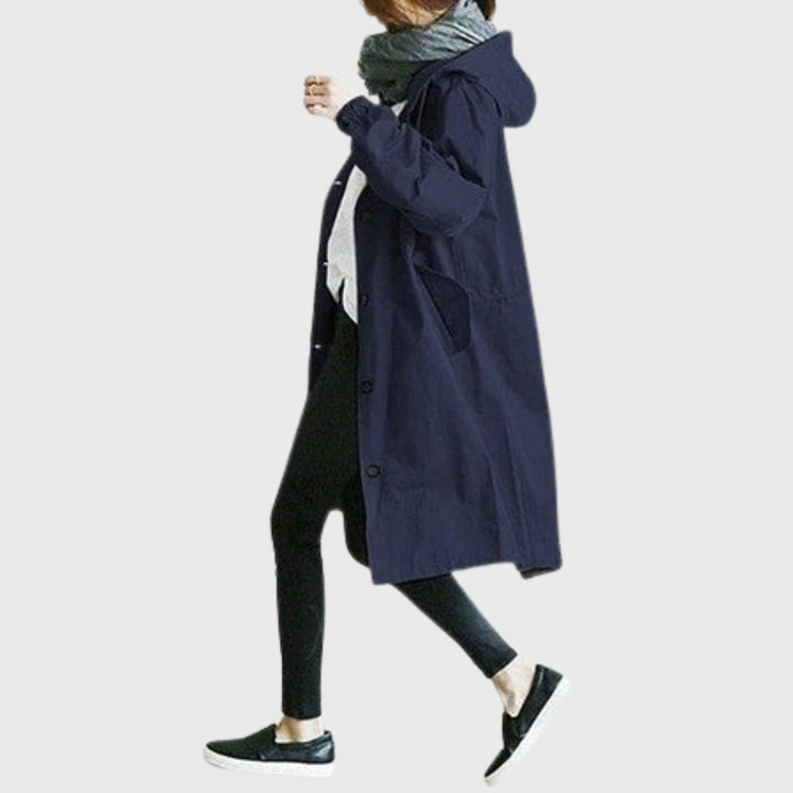 Hannah | Hooded Relaxed-Fit Long Trench Coat