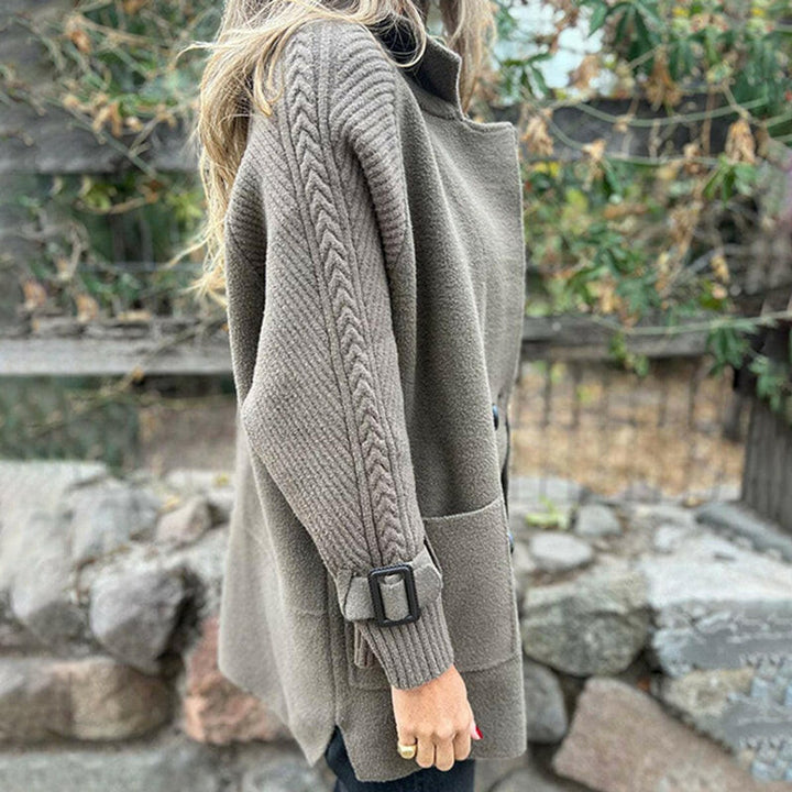 Halle | Double-Breasted Knit-Sleeve Coat