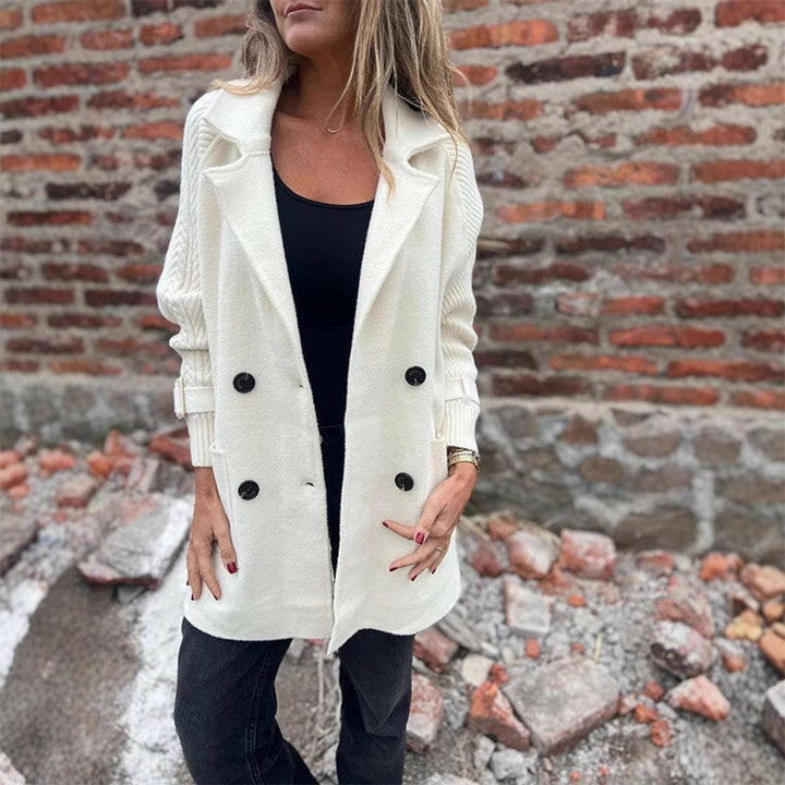 Halle | Double-Breasted Knit-Sleeve Coat