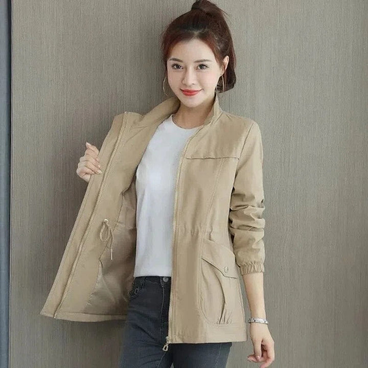 Marisa | Lightweight Zip-Up Bomber Jacket with Drawstring Waist