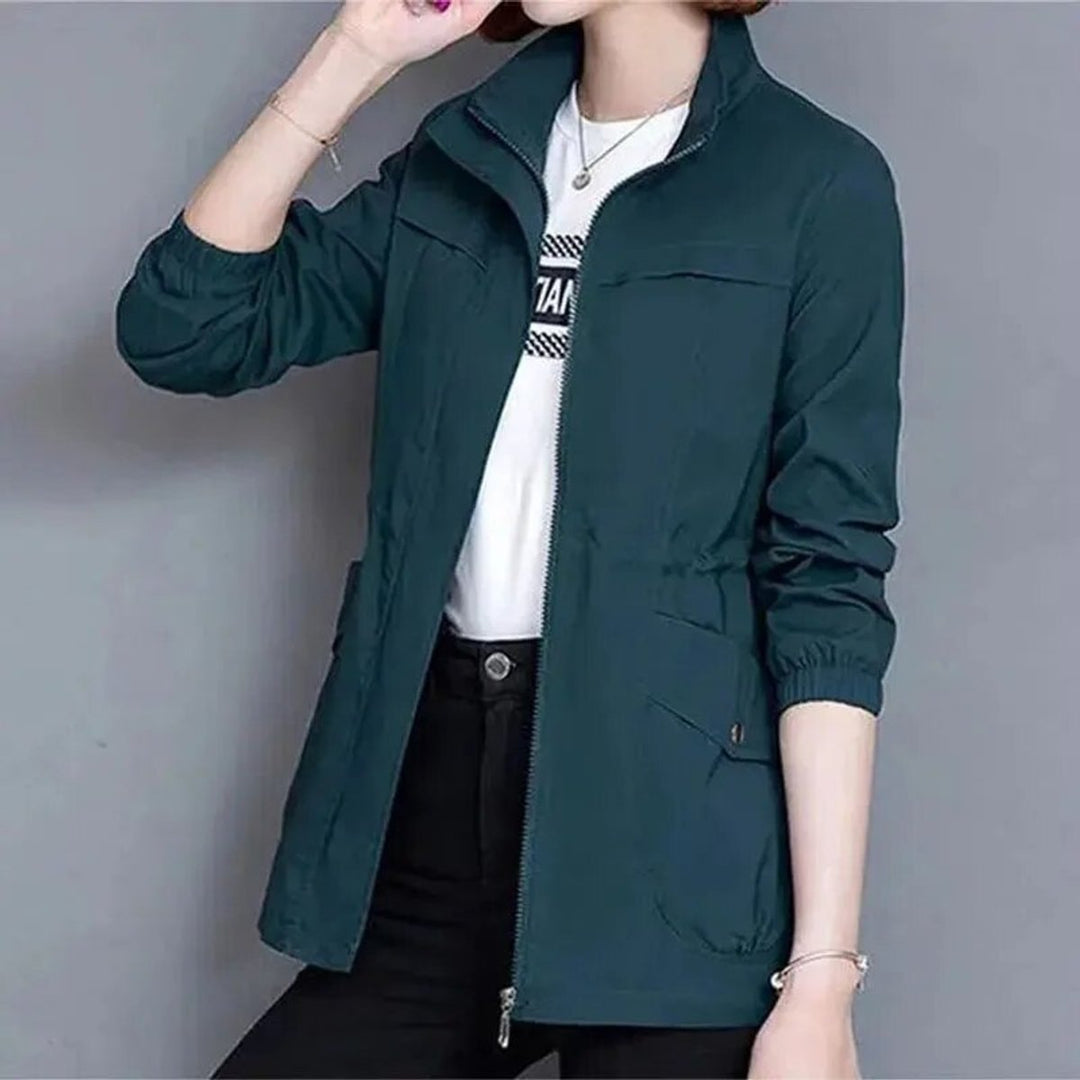Marisa | Lightweight Zip-Up Bomber Jacket with Drawstring Waist