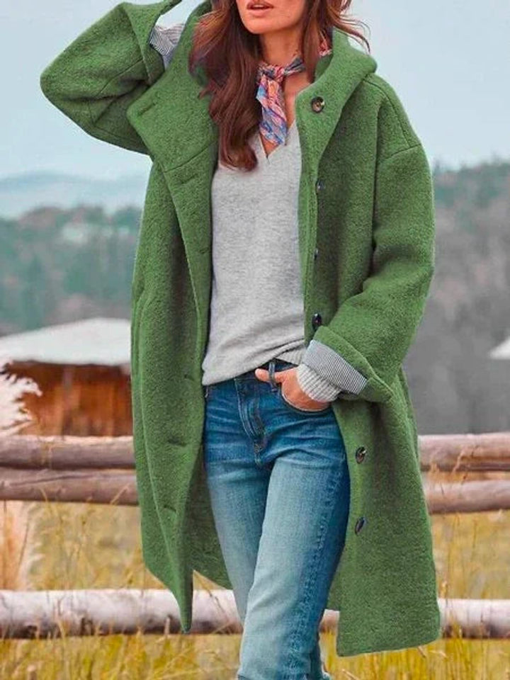 Marianne | Long Hooded Button-Front Coat