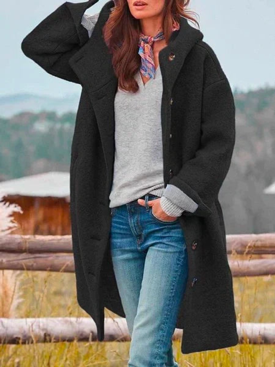 Marianne | Long Hooded Button-Front Coat