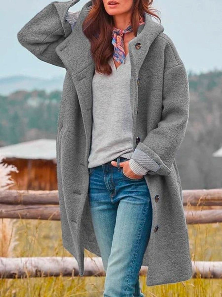 Marianne | Long Hooded Button-Front Coat