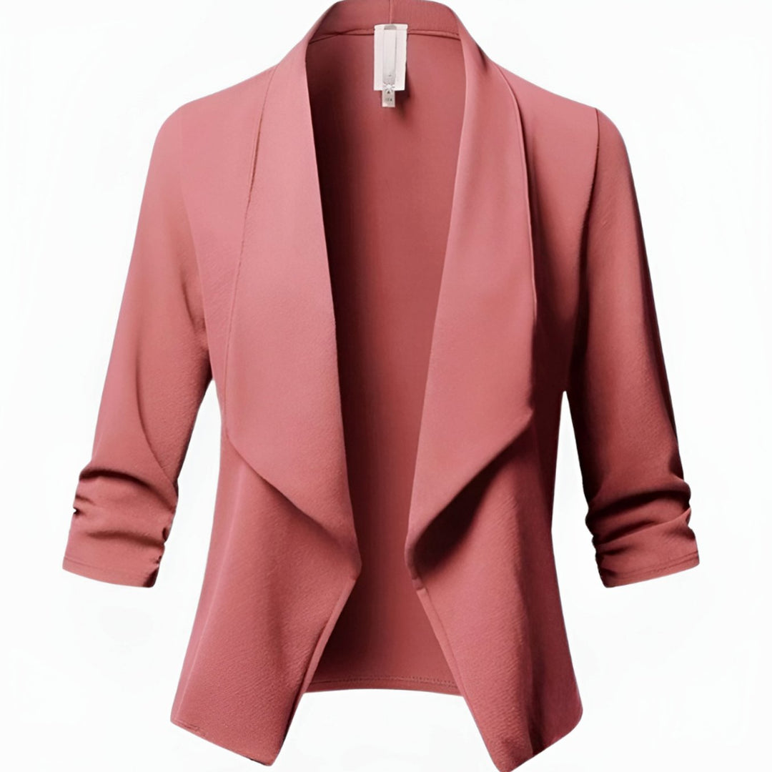 Gwyneth | Open-Front Ruched-Sleeve Office Blazer