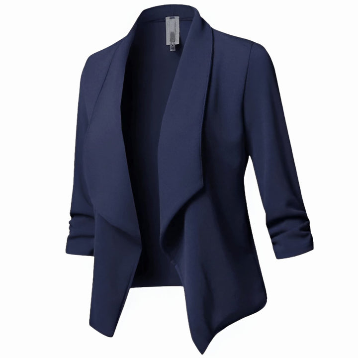 Gwyneth | Open-Front Ruched-Sleeve Office Blazer