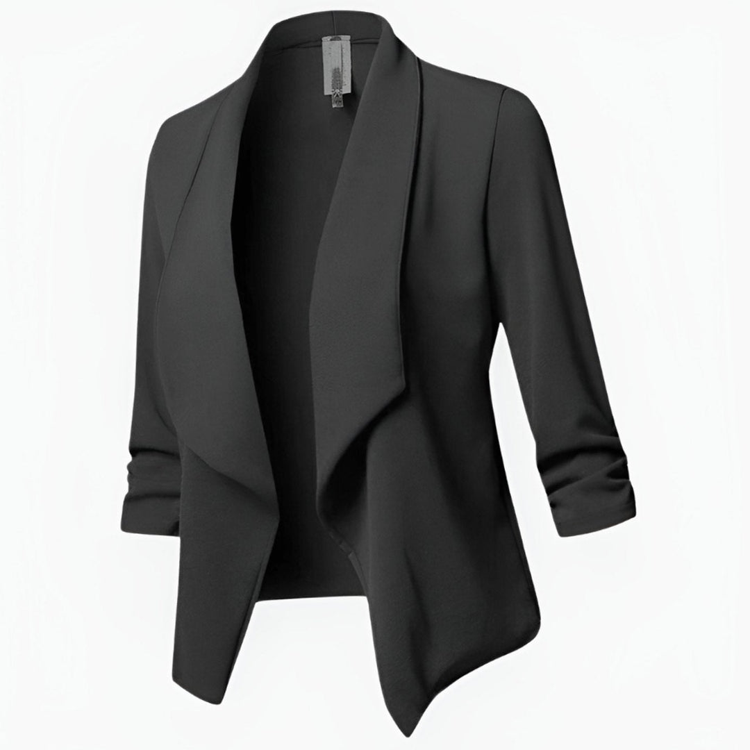 Gwyneth | Open-Front Ruched-Sleeve Office Blazer