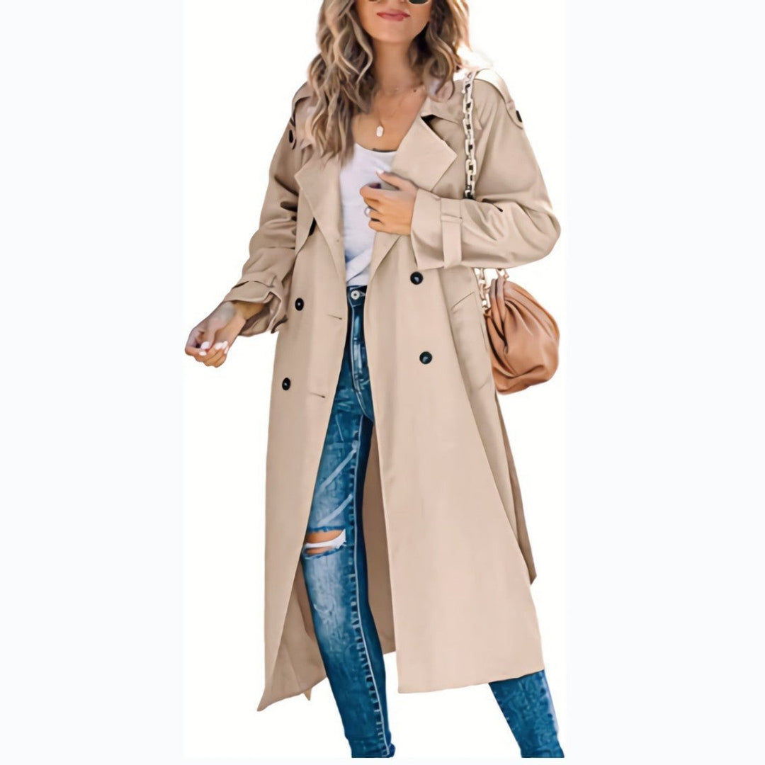 Sonia | Belted Double-Breasted Longline Trench Coat