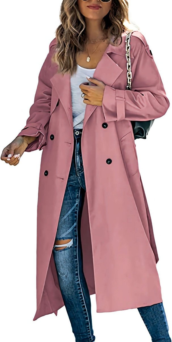 Sonia | Belted Double-Breasted Longline Trench Coat