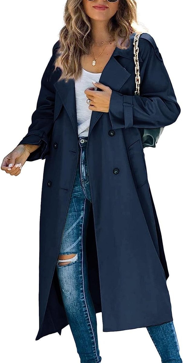Sonia | Belted Double-Breasted Longline Trench Coat