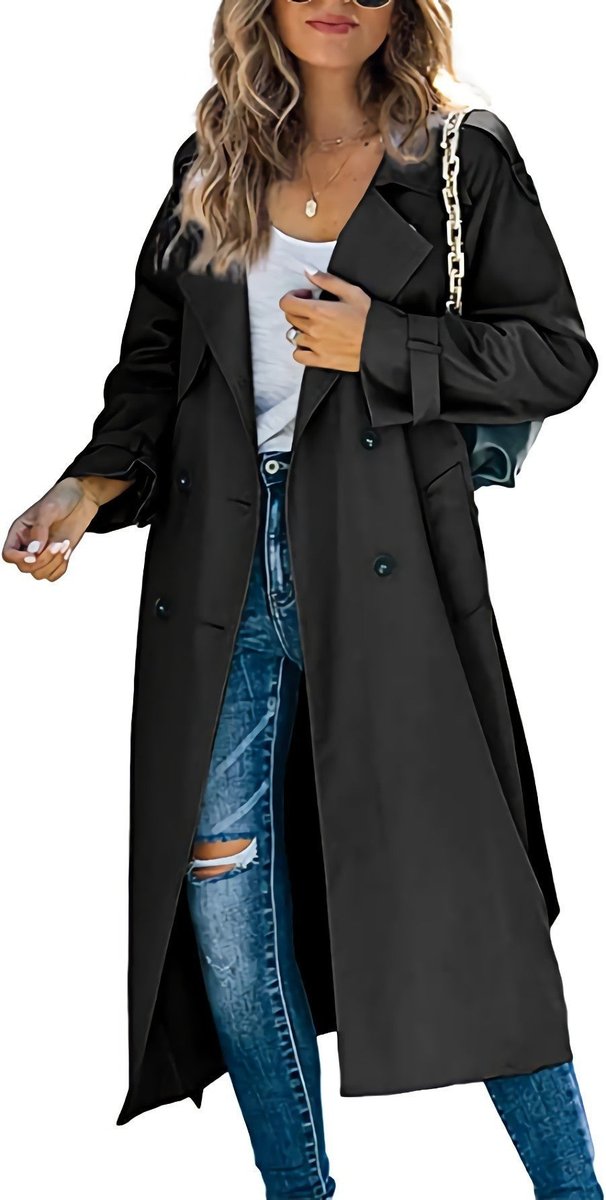 Sonia | Belted Double-Breasted Longline Trench Coat