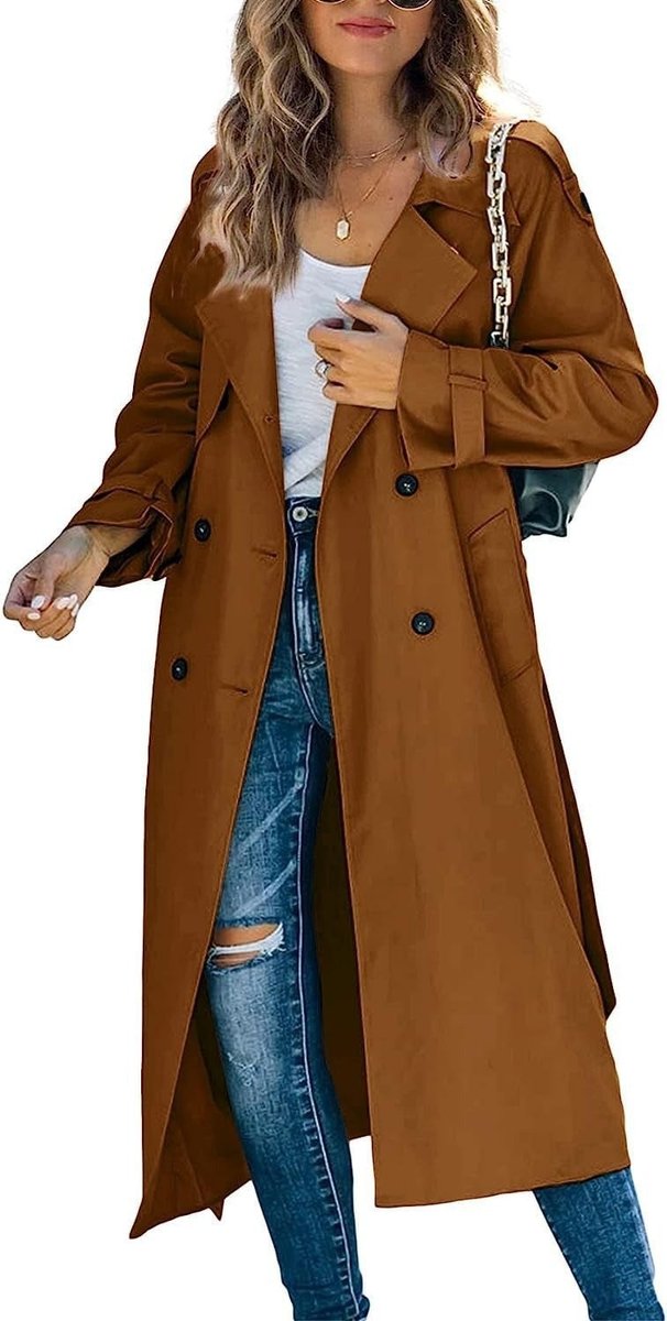 Sonia | Belted Double-Breasted Longline Trench Coat