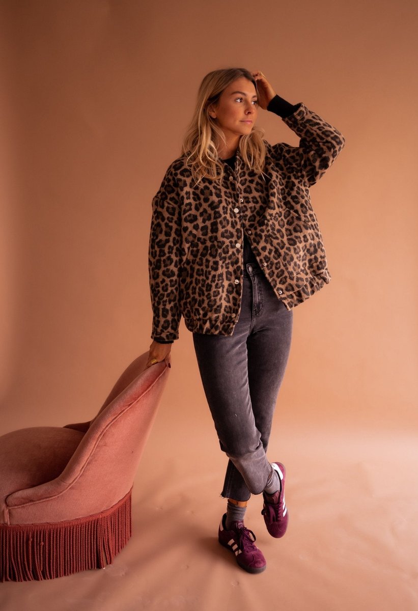 Cressida | Oversized Leopard-Print Quilted Jacket