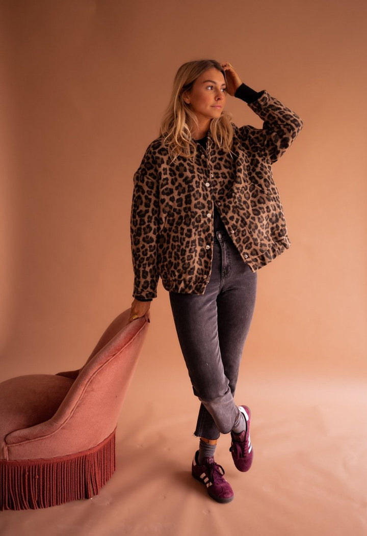 Cressida | Oversized Leopard-Print Quilted Jacket