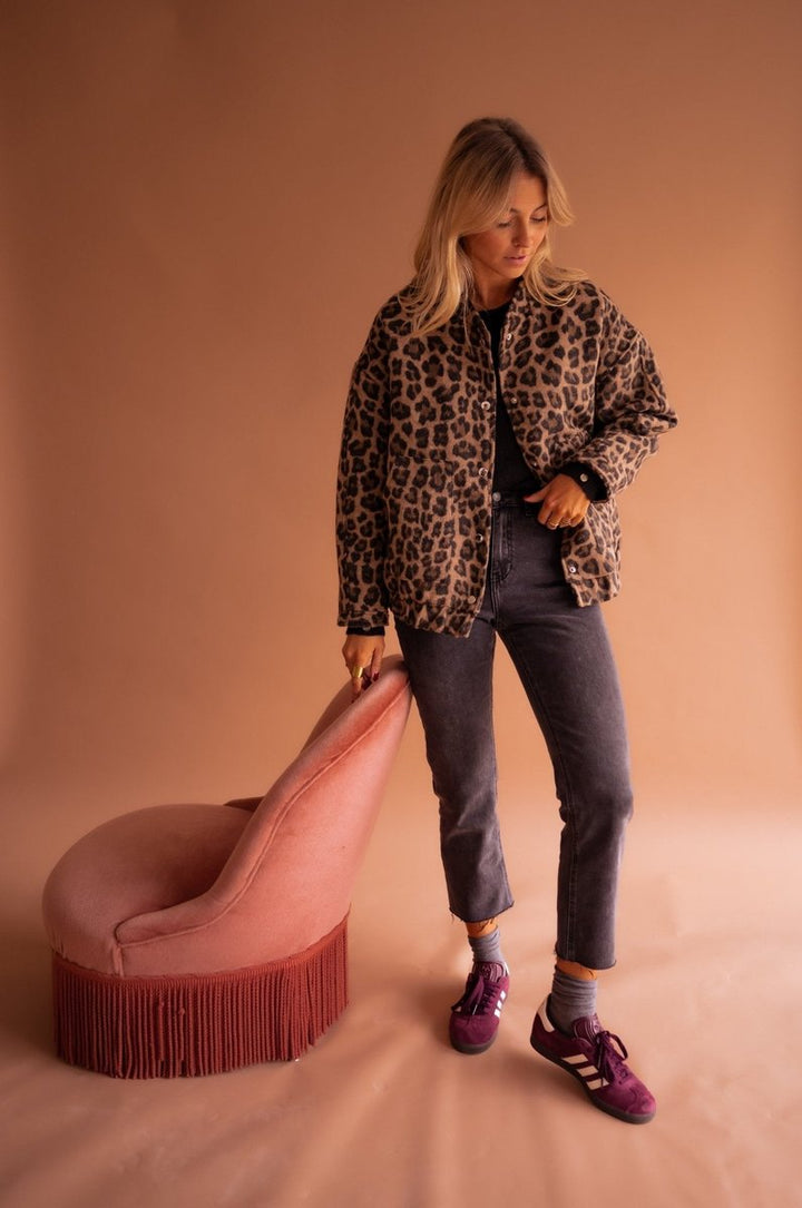 Cressida | Oversized Leopard-Print Quilted Jacket