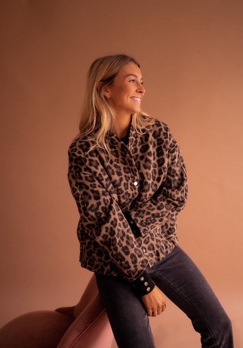 Cressida | Oversized Leopard-Print Quilted Jacket
