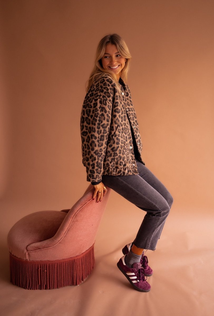 Cressida | Oversized Leopard-Print Quilted Jacket