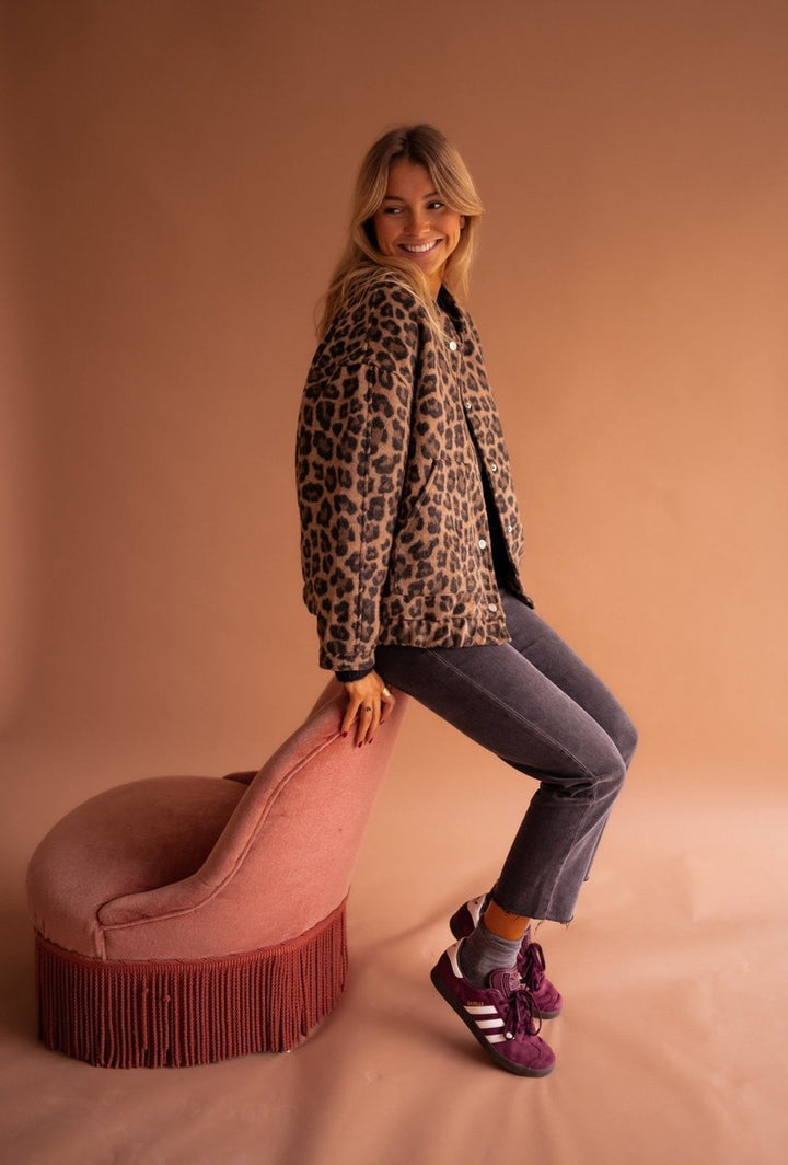 Cressida | Oversized Leopard-Print Quilted Jacket