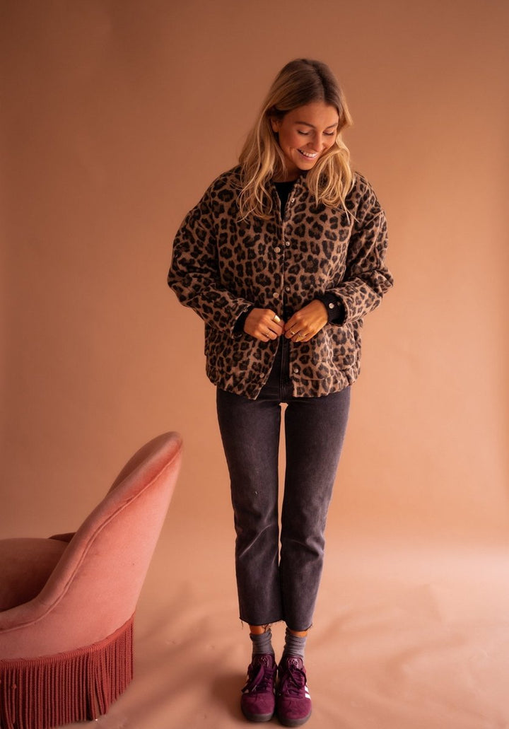 Cressida | Oversized Leopard-Print Quilted Jacket