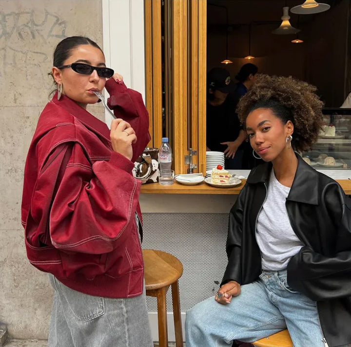 Adalind | Oversized Contrast-Stitch Bomber Jacket