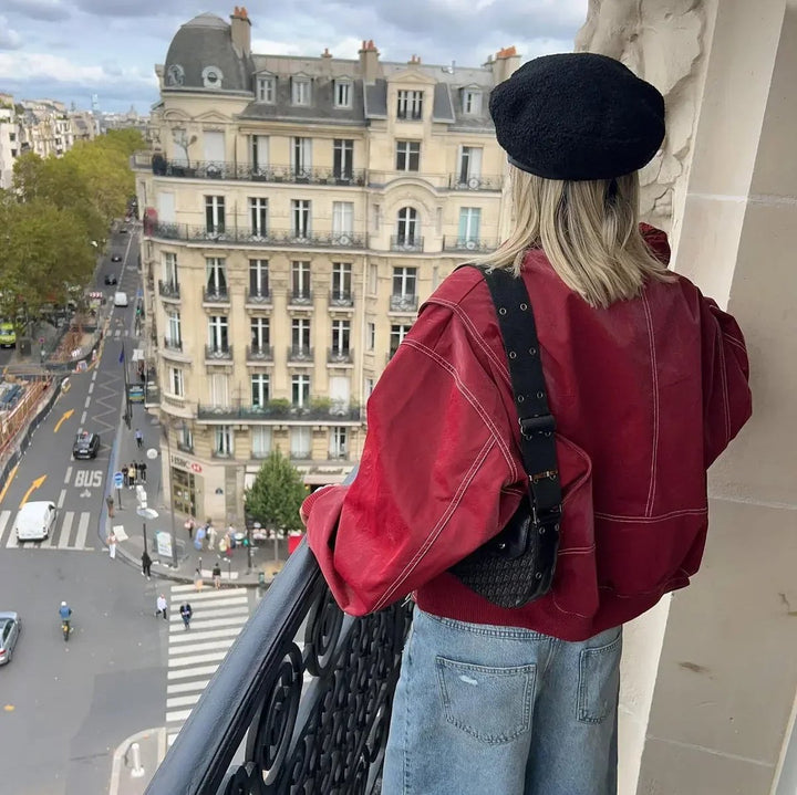 Greer | Oversized Contrast-Stitch Bomber Jacket