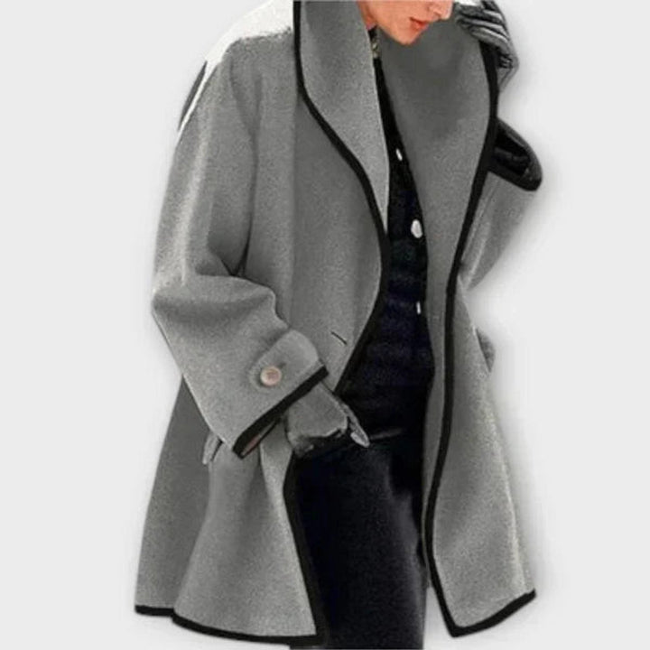 Emily | Oversized Contrast-Trim Coat