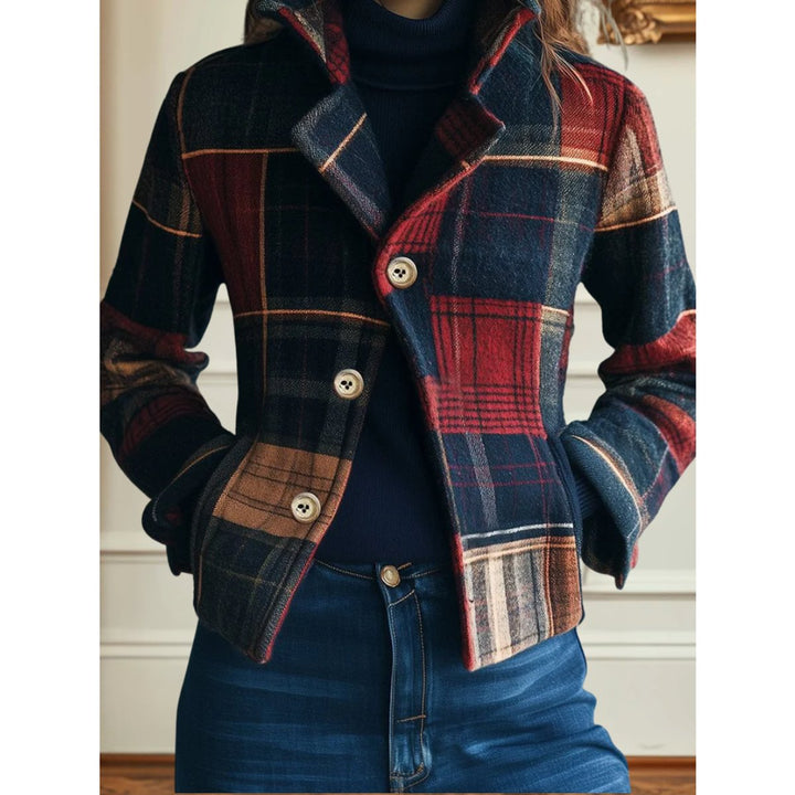 Gretchen | Checked Patchwork Cropped Jacket