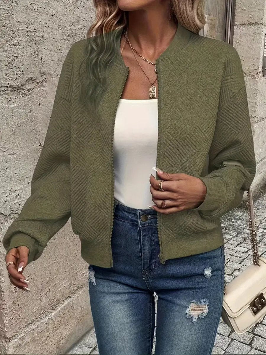 Estelle | Textured Zip-Up Bomber Jacket
