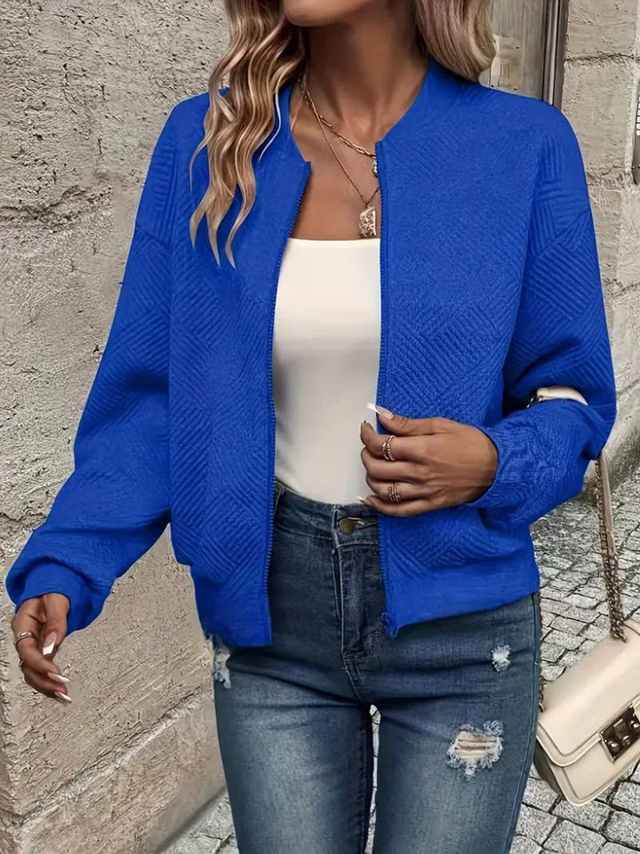 Estelle | Textured Zip-Up Bomber Jacket